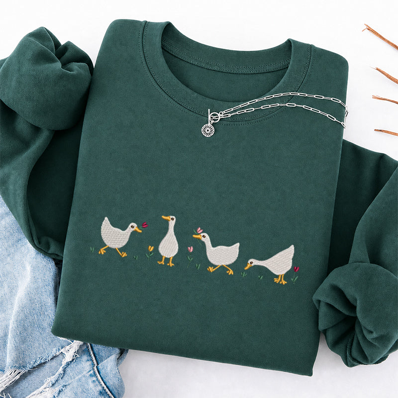 Embroidered Floral Silly Goose Classic Crewneck Sweatshirt