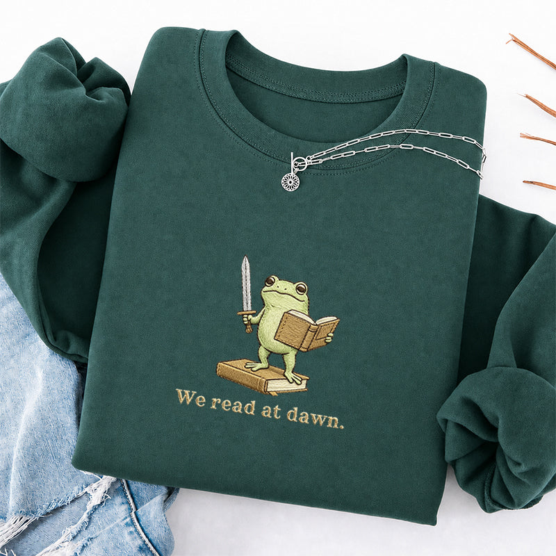 Embroidered We Read At Dawn Classic Crewneck Sweatshirt