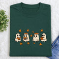 Embroidered Autumn Bookish Ghost Classic Crew Neck T-Shirt