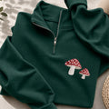Embroidered Mushrooms Classic Quarter Zip Sweatshirt