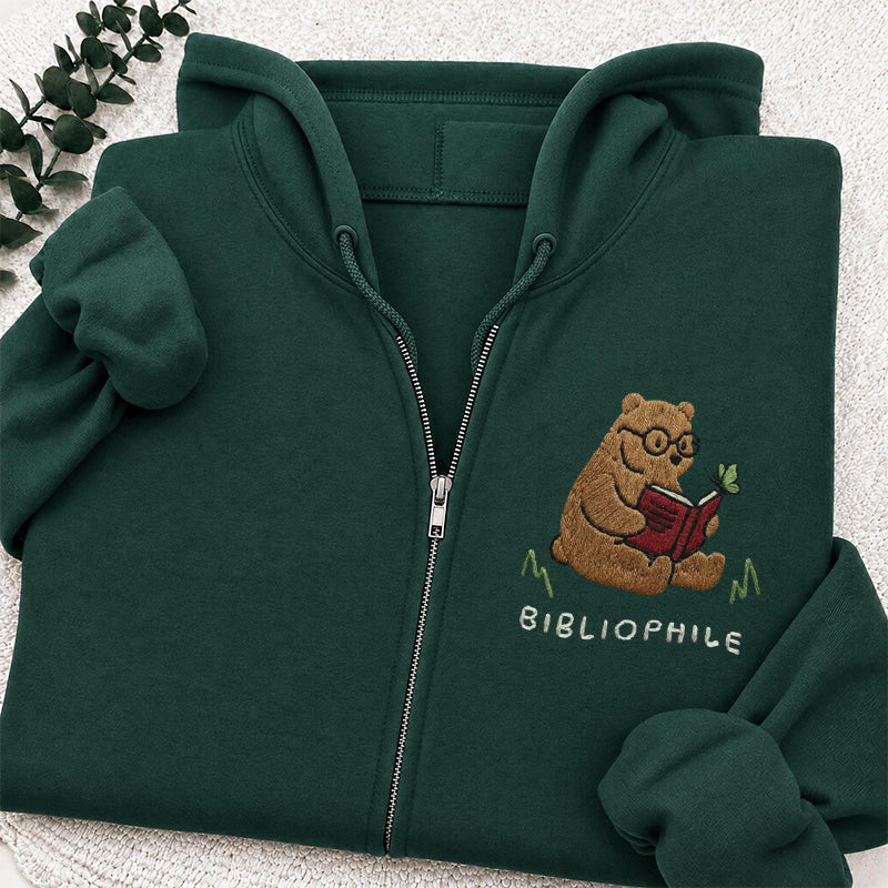 Embroidered Reading Bear Classic Full Zip Hoodie