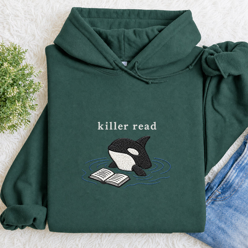 Embroidered Killer Read Orca Classic Adult Unisex Hoodie