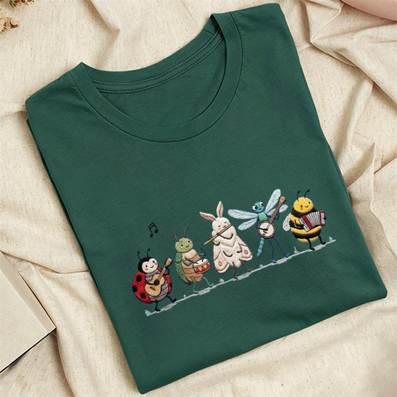 Embroidered Bug Orchestra Classic Adult Unisex Crew Neck T-Shirt