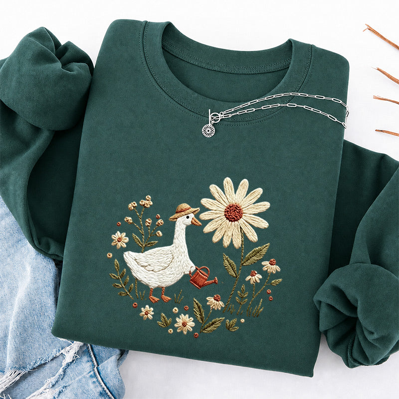 Embroidered Goose Garden Classic Crewneck Sweatshirt