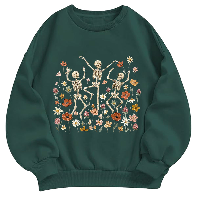 Skeleton and Floral Garden Classic Adult Unisex Crewneck Sweatshirts