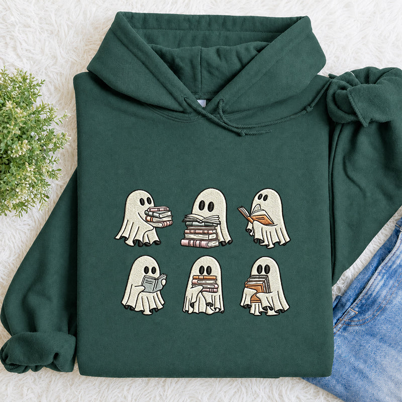 Embroidered Halloween Ghost Book Classic Adult Unisex Hoodie