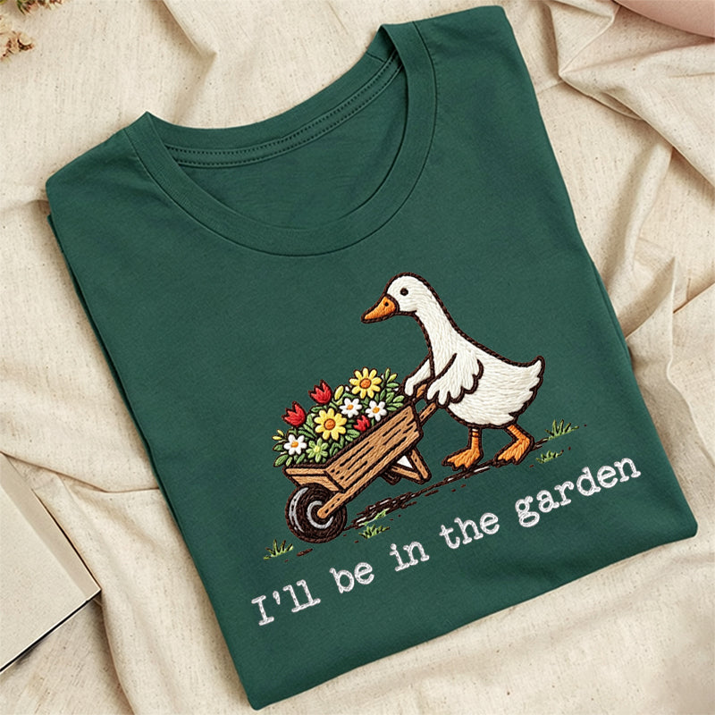 Embroidered Silly Goose Garden Classic Adult Unisex Crew Neck T-Shirt