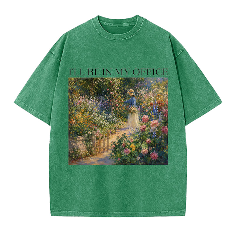 Garden My Office Retro Washed Crew Neck T-Shirt