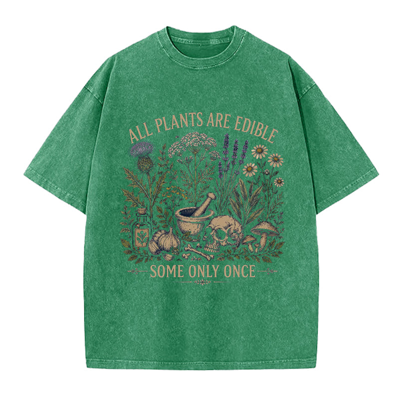 All Plants are Edible Gardening Washed Crew Neck T-Shirt