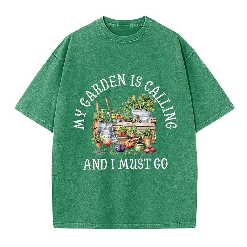 My Garden is Calling Washed Crew Neck T-Shirt