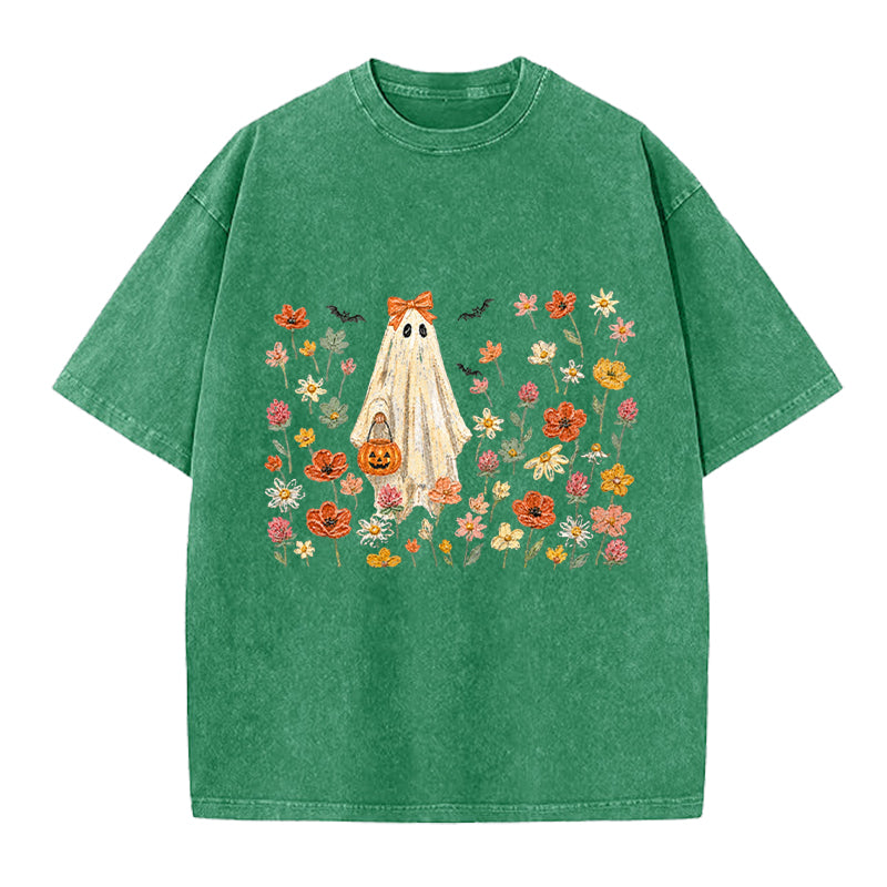 Floral Ghost Washed Crew Neck T-Shirt