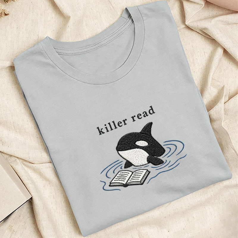Embroidered Killer Read Orca Classic Adult Unisex Crew Neck T-Shirt