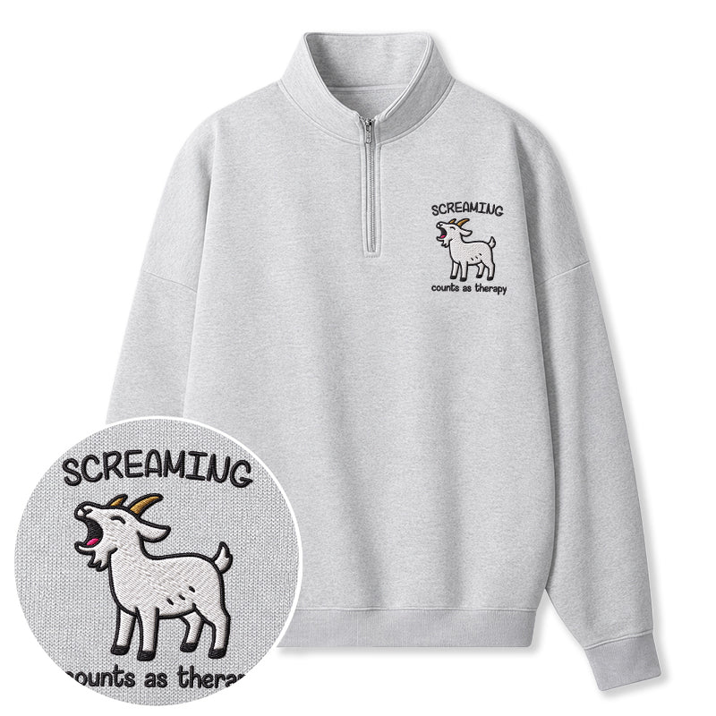 Embroidered Screaming Goat Classic Quarter Zip Sweatshirt