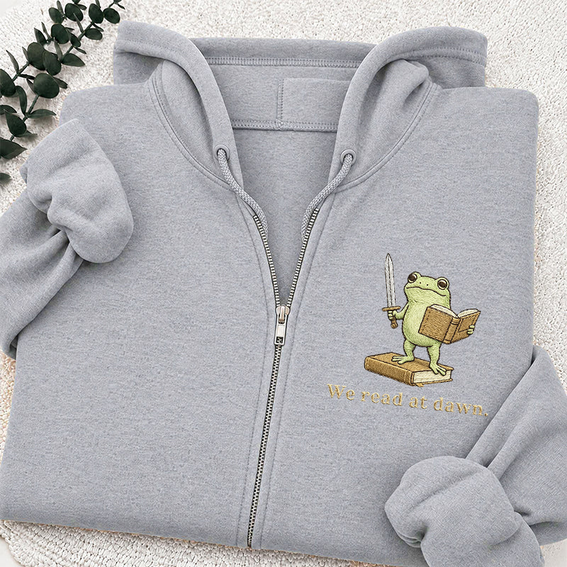 Embroidered We Read At Dawn Classic Adult Unisex Full Zip Hoodie