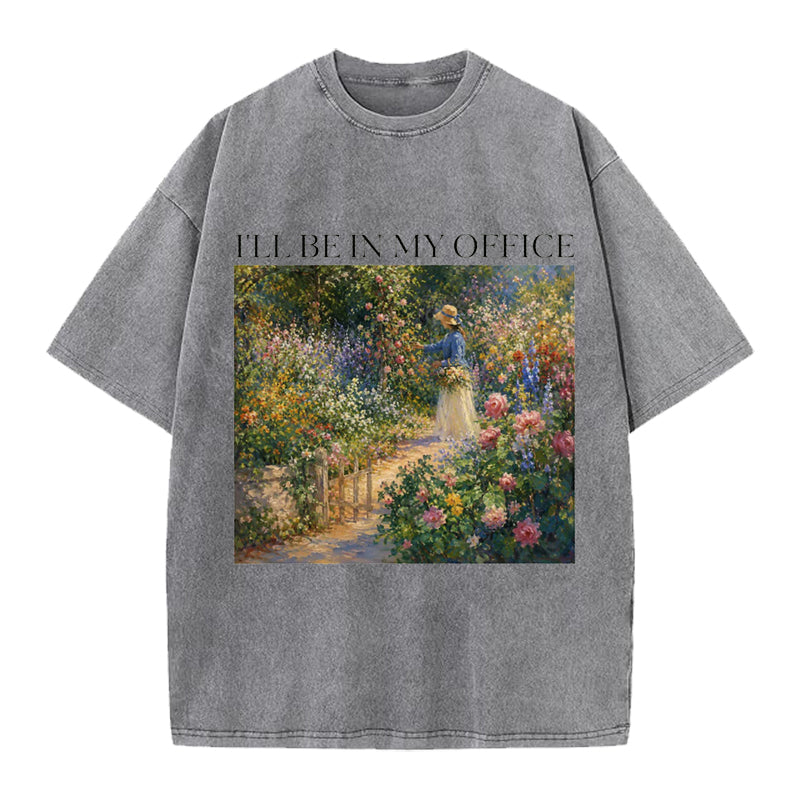 Garden My Office Retro Washed Crew Neck T-Shirt
