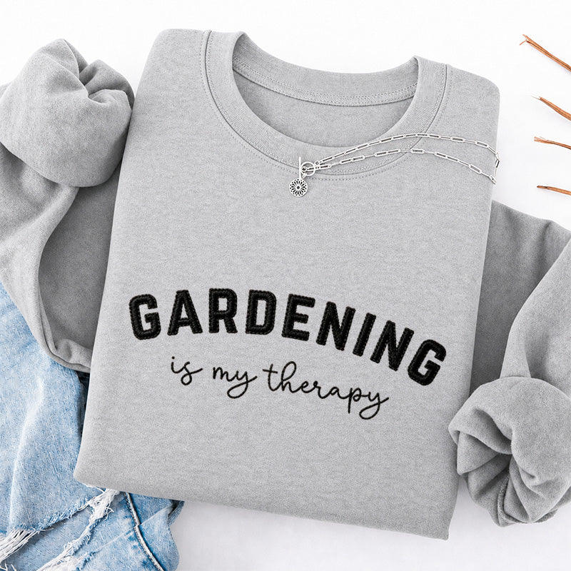 Embroidered Gardening Is My Therapy Classic Crewneck Sweatshirt