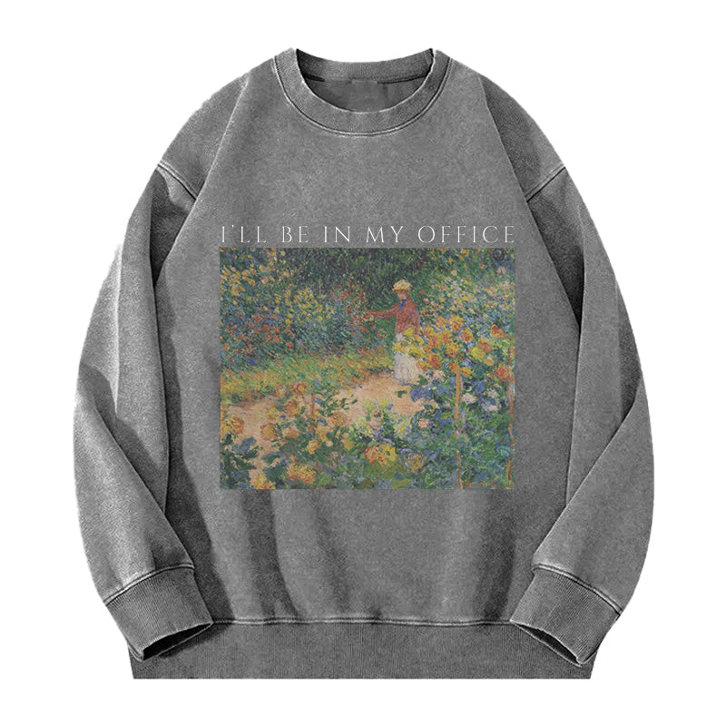 Vintage Garden My Office Washed Crewneck Sweatshirt