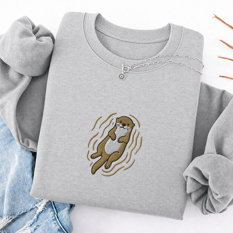 Embroidered Otter Classic Crewneck Sweatshirt