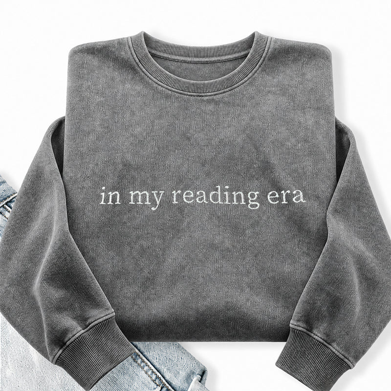 Embroidered In My Reading Era Washed Crewneck Sweatshirt