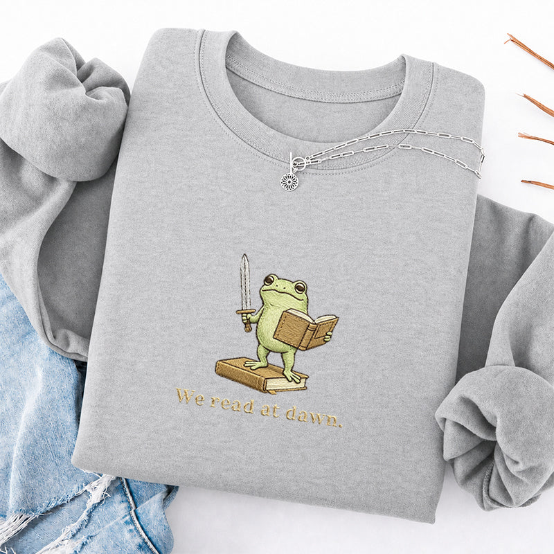 Embroidered We Read At Dawn Classic Crewneck Sweatshirt