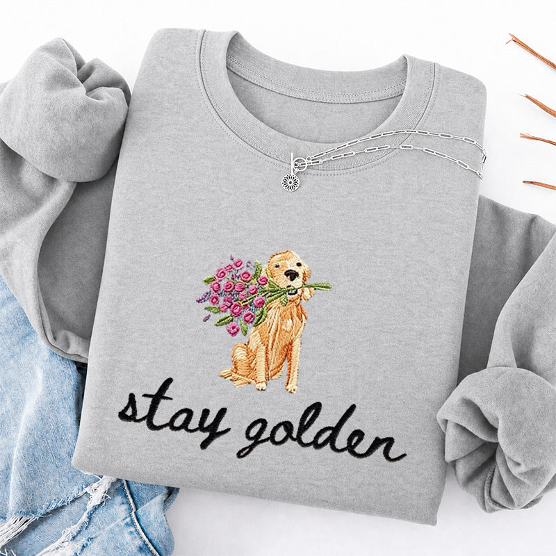 Embroidered Stay Golden Classic Crewneck Sweatshirt