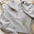 Embroidered Lilac Flower Classic Quarter Zip Sweatshirt