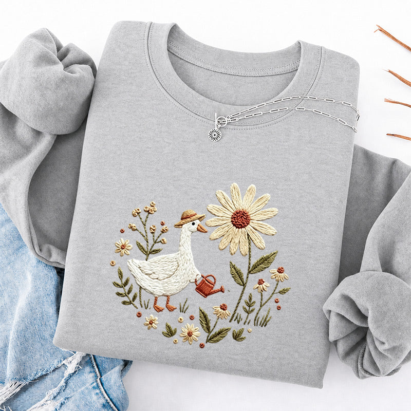 Embroidered Goose Garden Classic Crewneck Sweatshirt