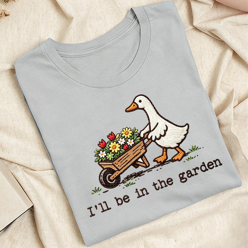 Embroidered Silly Goose Garden Classic Adult Unisex Crew Neck T-Shirt
