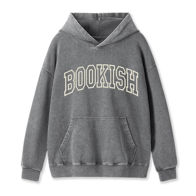 Embroidered Classic Bookish Washed Hoodie
