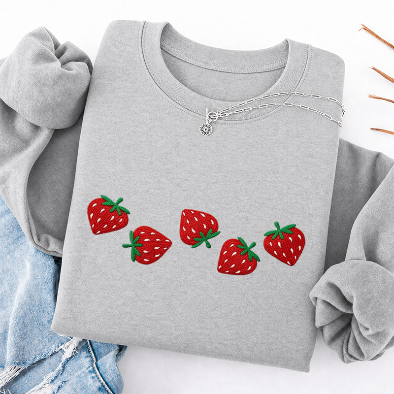 Embroidered Strawberry Classic Crewneck Sweatshirt