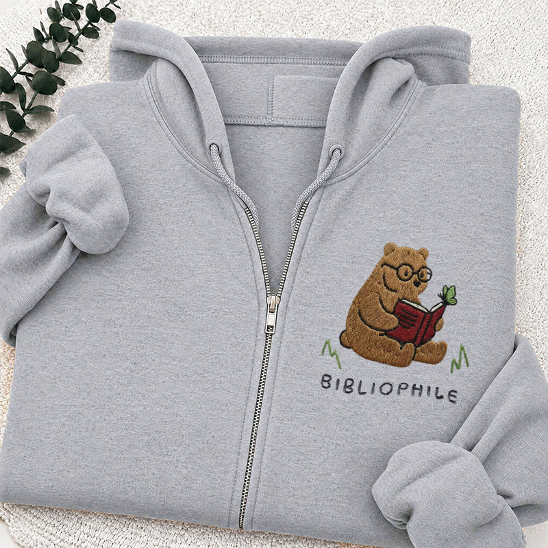 Embroidered Reading Bear Classic Full Zip Hoodie