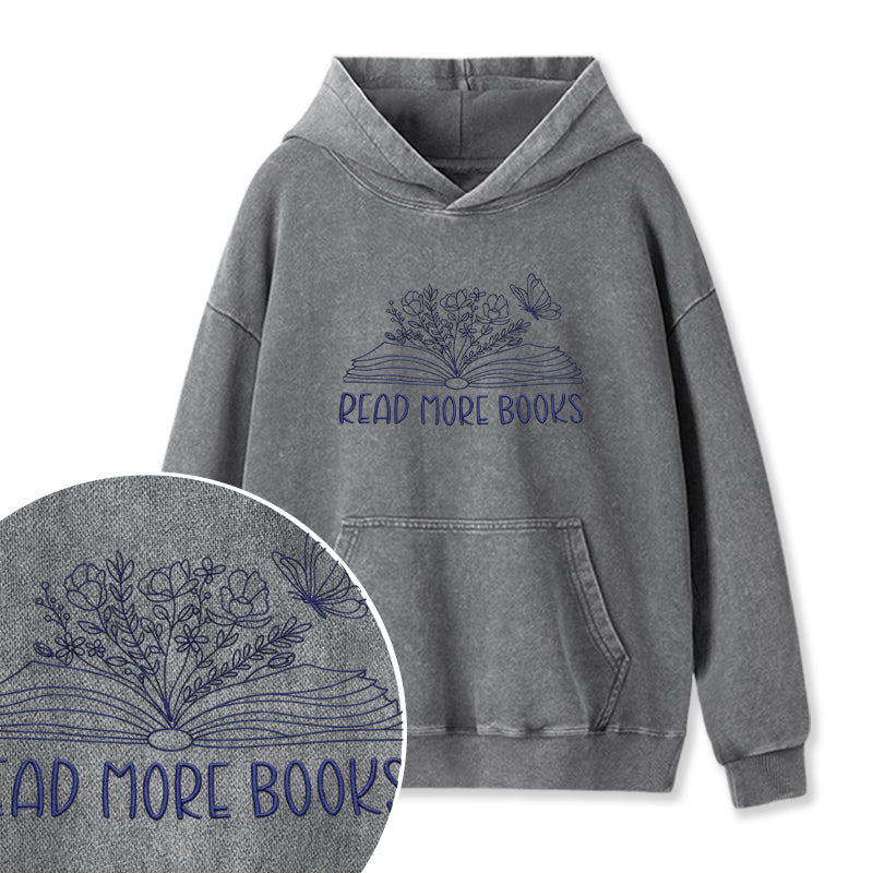 Embroidered Floral Read More Books Washed Hoodie