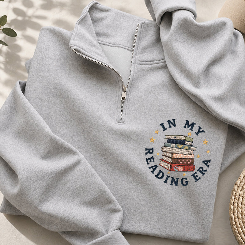 Embroidered In My Reading Era Classic Quarter Zip Sweatshirt