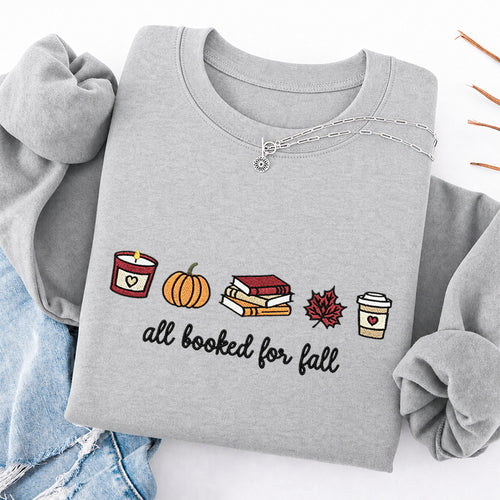 Embroidered All Booked For Fall Classic Crewneck Sweatshirt