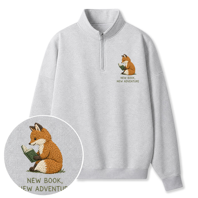 Embroidered New Book New Adventure Classic Quarter Zip Sweatshirt
