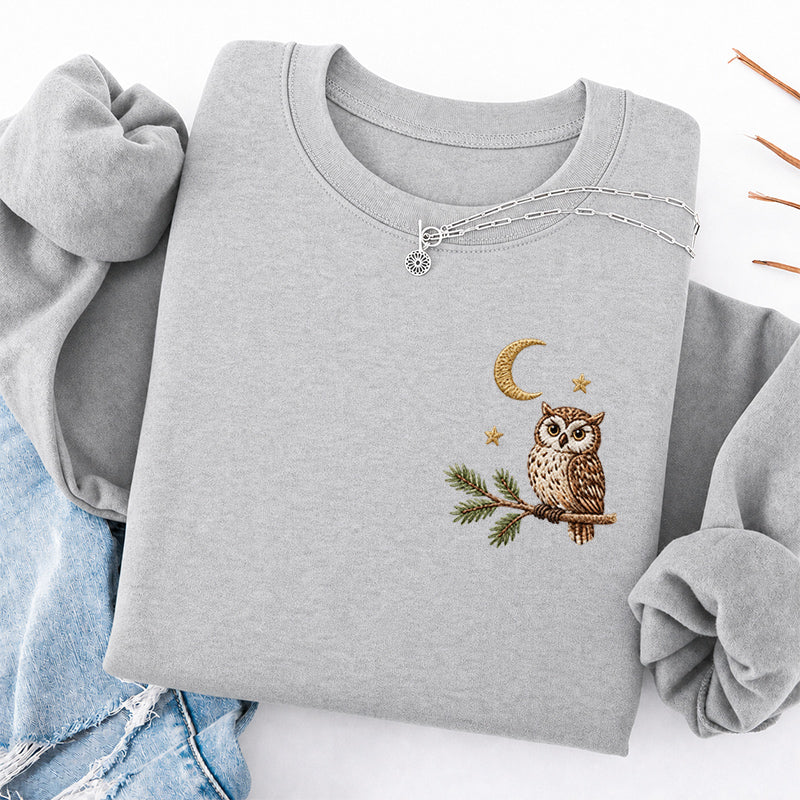 Embroidered Night Owl Classic Crewneck Sweatshirt