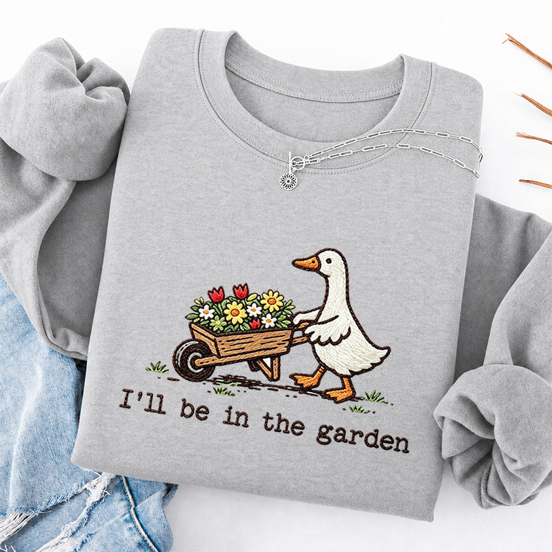 Embroidered Silly Goose Garden Classic Crewneck Sweatshirt