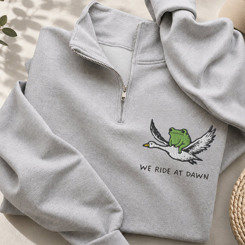 Embroidered We Ride At Dawn Forg Classic Quarter Zip Sweatshirt