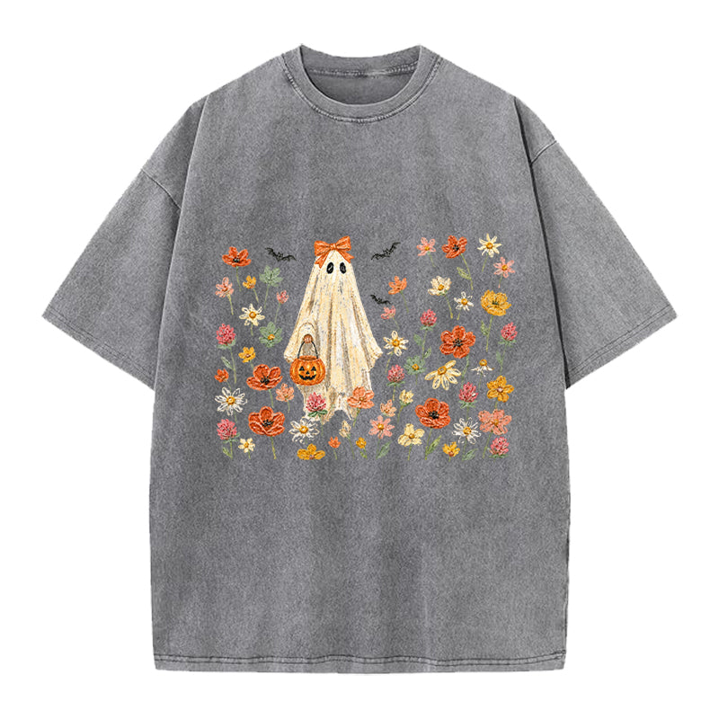 Floral Ghost Washed Crew Neck T-Shirt