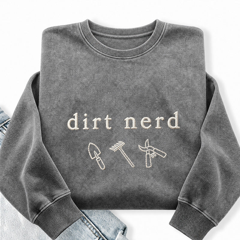 Embroidered Dirt Nerd Washed Crewneck Sweatshirt