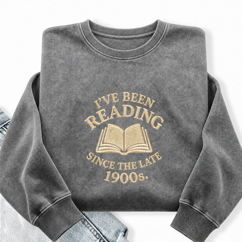 Embroidered Reading Since The Late 1990s Washed Crewneck Sweatshirt