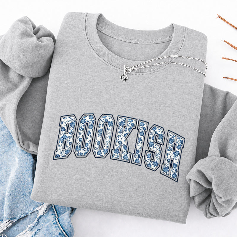 Embroidered Retro Bookish Classic Crewneck Sweatshirt