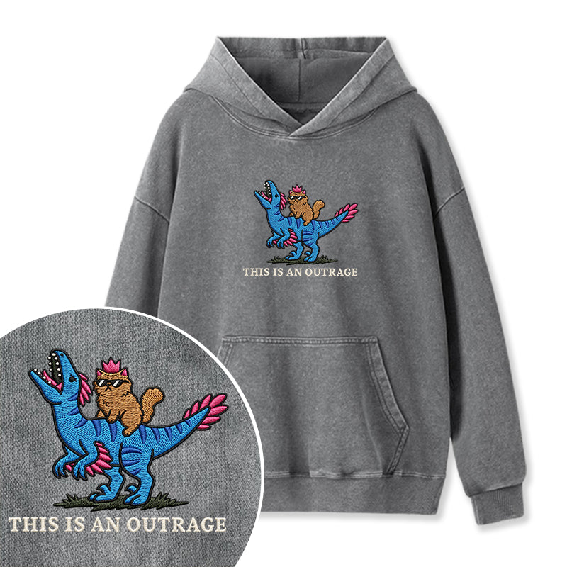 Embroidered This Is An Outrage Book Lover Washed Hoodie