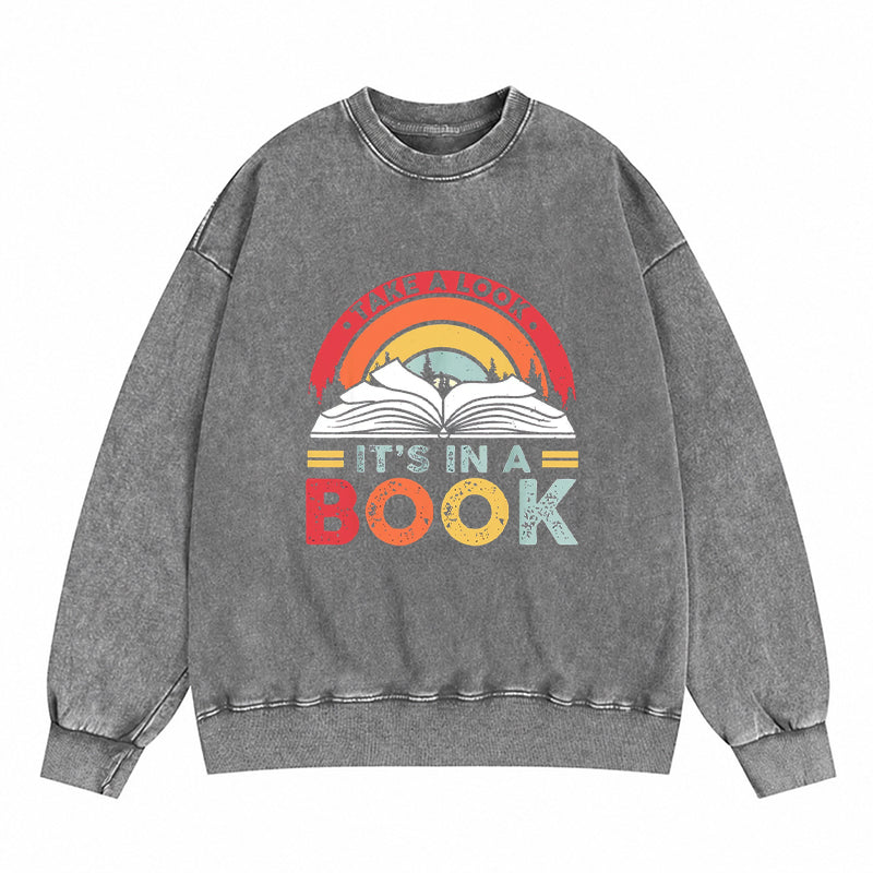 Take A Look It's In A Book Rainbow Washed Crewneck Sweatshirt