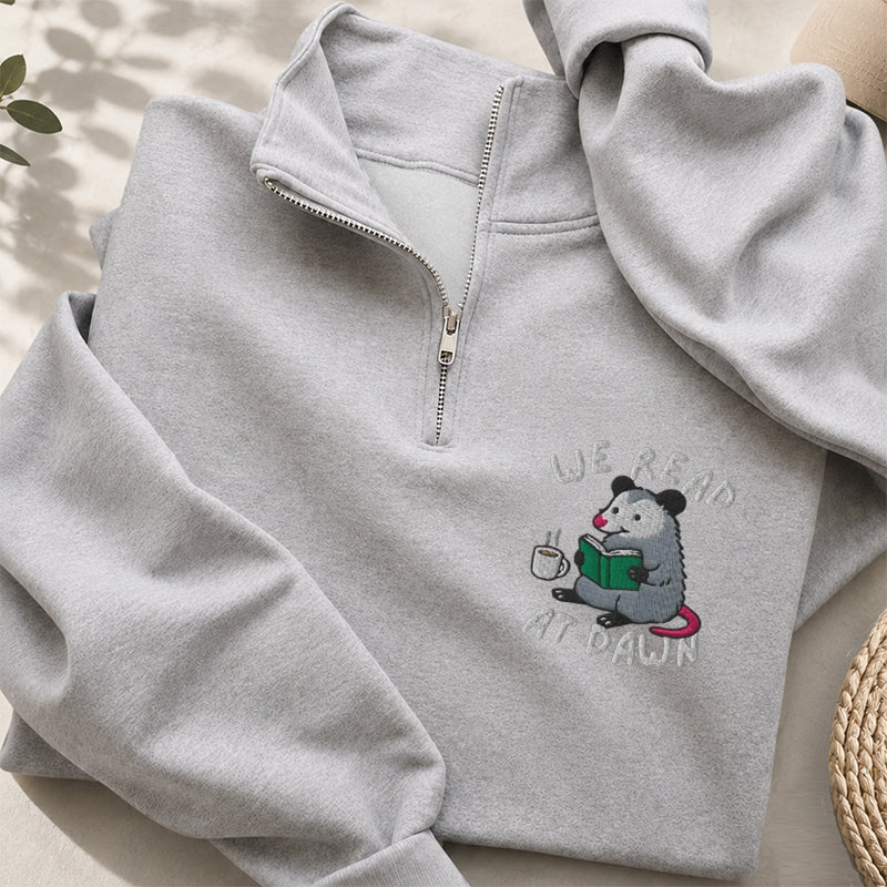 Embroidered We Read At Dawn Classic Quarter Zip Sweatshirt