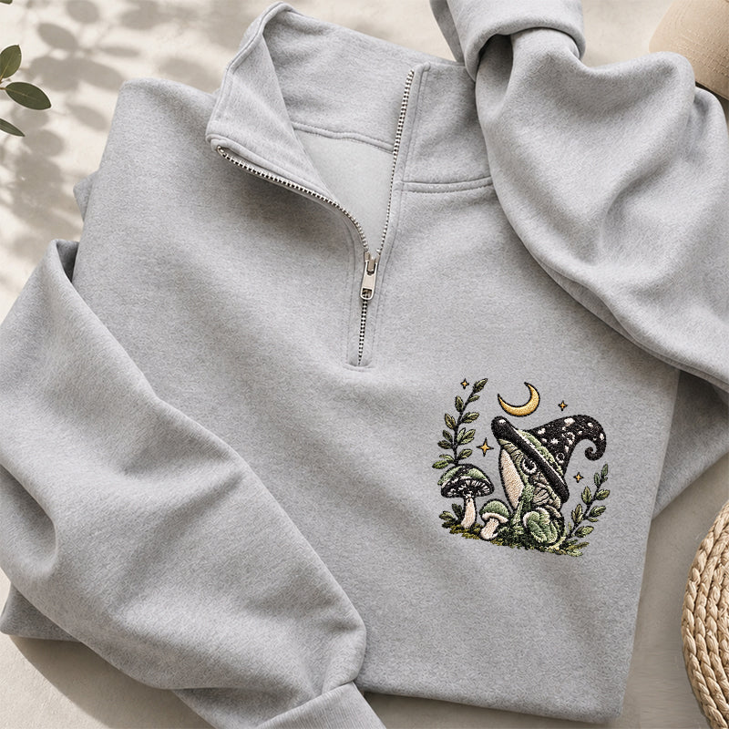 Embroidered Witchy Frog Classic Quarter Zip Sweatshirt