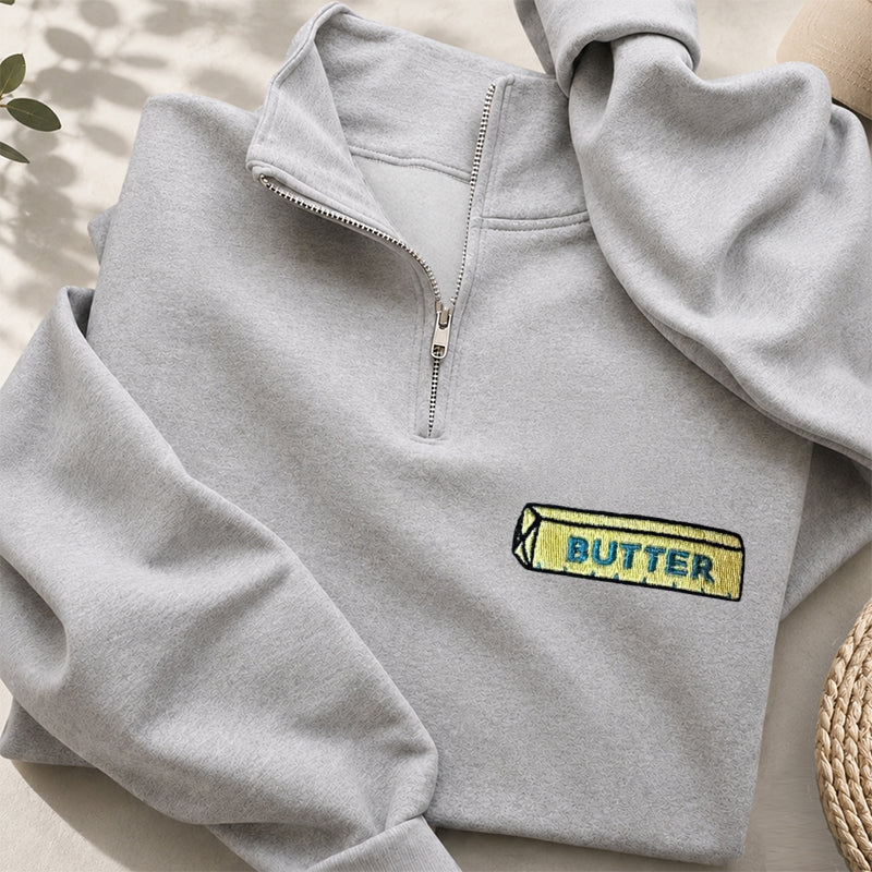 Embroidered Butter Classic Quarter Zip Sweatshirt