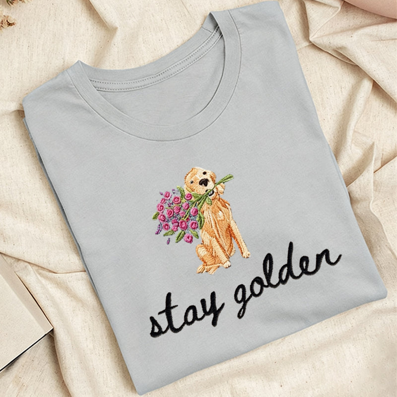 Embroidered Stay Golden Classic Adult Unisex Crew Neck T-Shirt