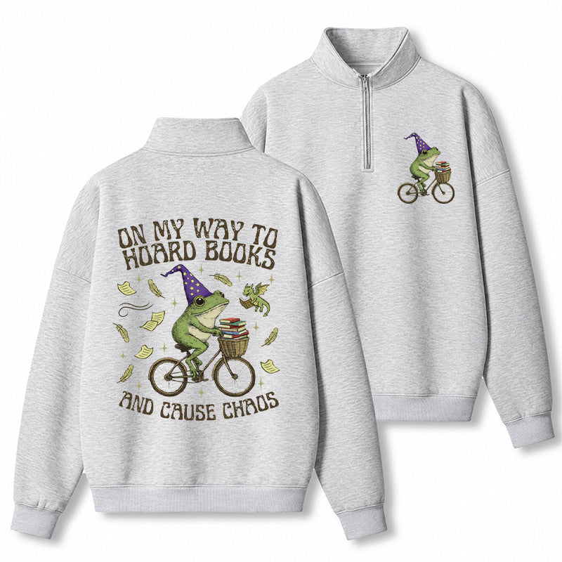 Off To Hoard Books Bookish Frog Classic Quarter Zip Sweatshirt
