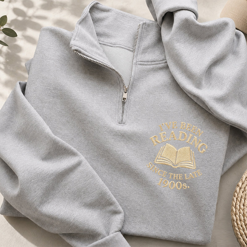 Embroidered Reading Since The Late 1990s Classic Quarter Zip Sweatshirt